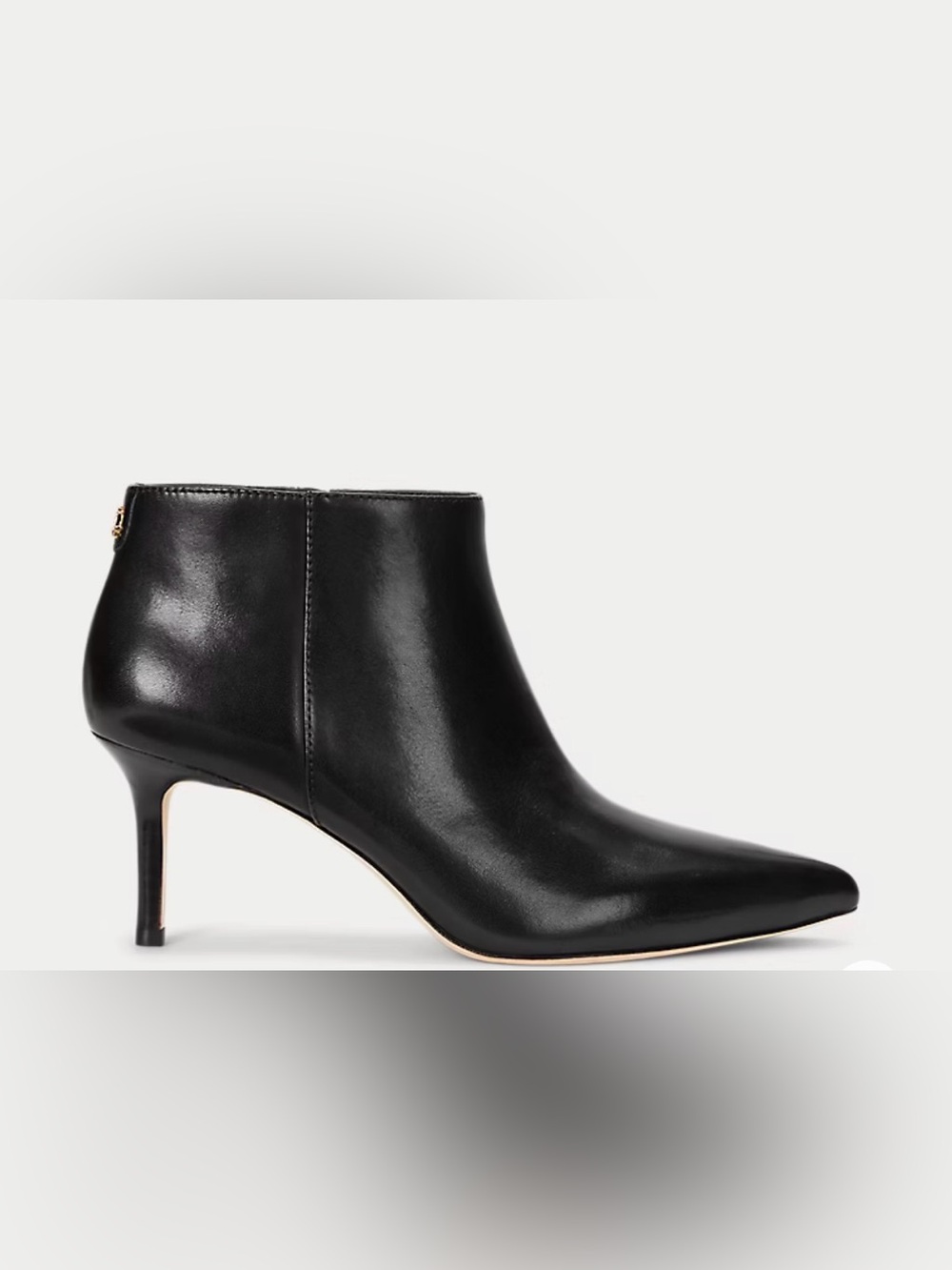 Ralph Lauren Black Leather Pointed Toe Ankle Bootie